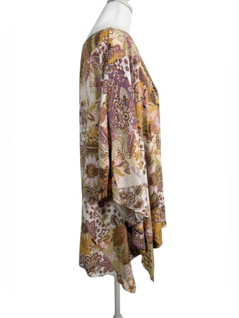 Andre by Unit Boho Floral Patchwork Tunic Flowy Dolman Sleeve Oversized Top Size - Picture 4 of 9